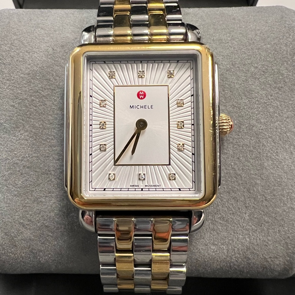 Michele Deco II Gold and Silver Two Tone Watch